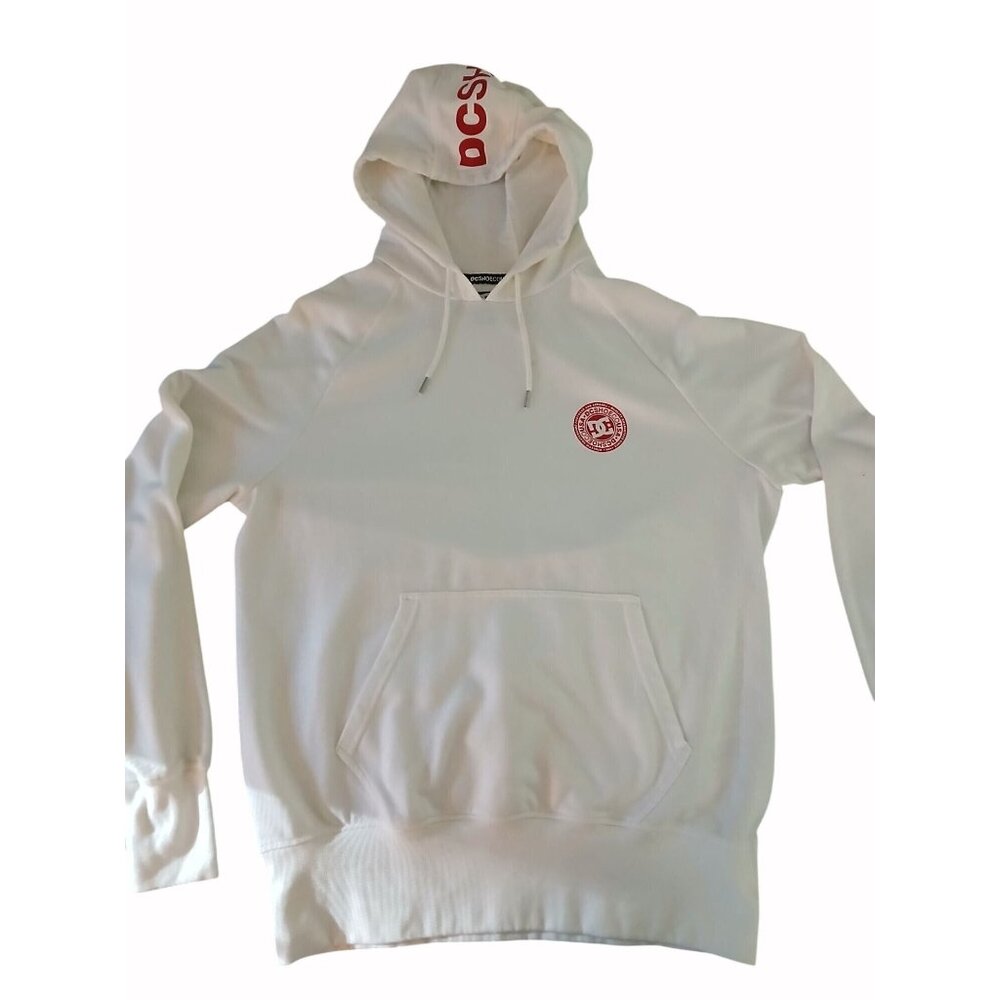 DCSHOECO USA Belham Sweatshirt White Hoodie Red Logo Kangaroo Size XL DC Shoes